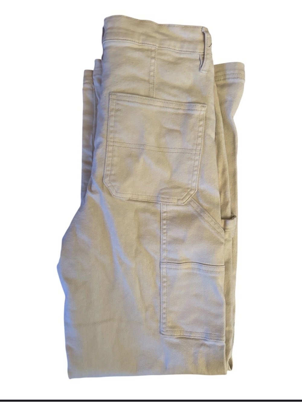 Bohme | Cream Colored Denim Fitted Wide Leg Utility Pants | Size 26 Extra Long